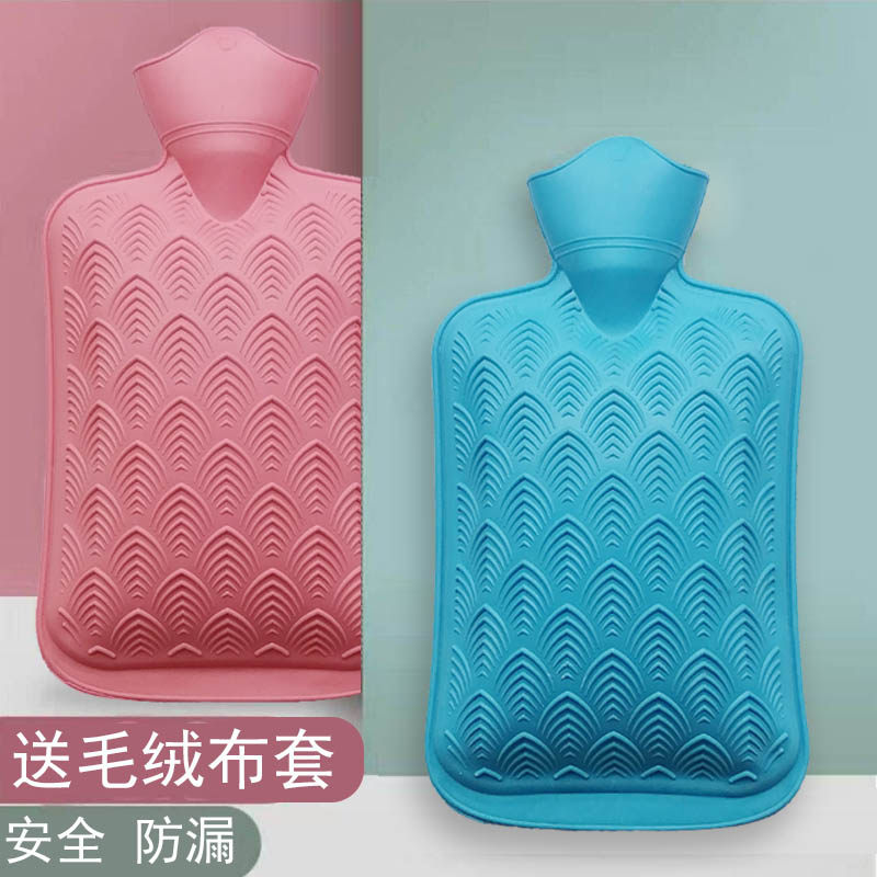 橡胶热水袋注水暖水袋毛绒学生成人加大号暖手袋冲水暖宫肚暖手宝