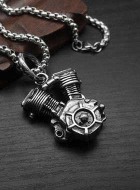 机车引擎发动机吊坠饰品项链钢男