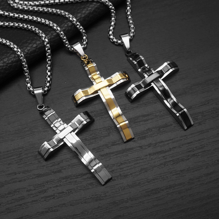十字架吊坠朋克项链欧美钛钢男女