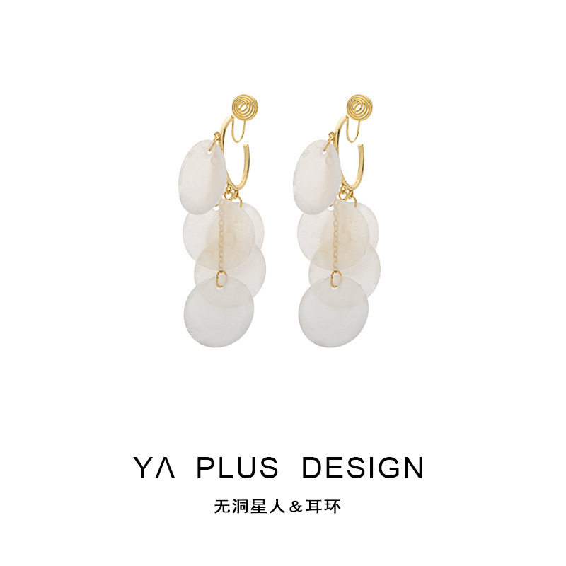 时尚贝壳圆形流苏耳环夸张个性感大气无耳洞宫廷风耳夹蚊香盘,饰品/流行首饰/时尚饰品新,耳夹,淘宝优惠券,粉丝福利购,淘宝优惠卷