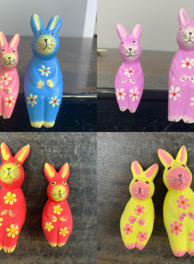 日本民艺兔子小摆件 兔子 一对袋装带证书  茶亦居SPS5-1