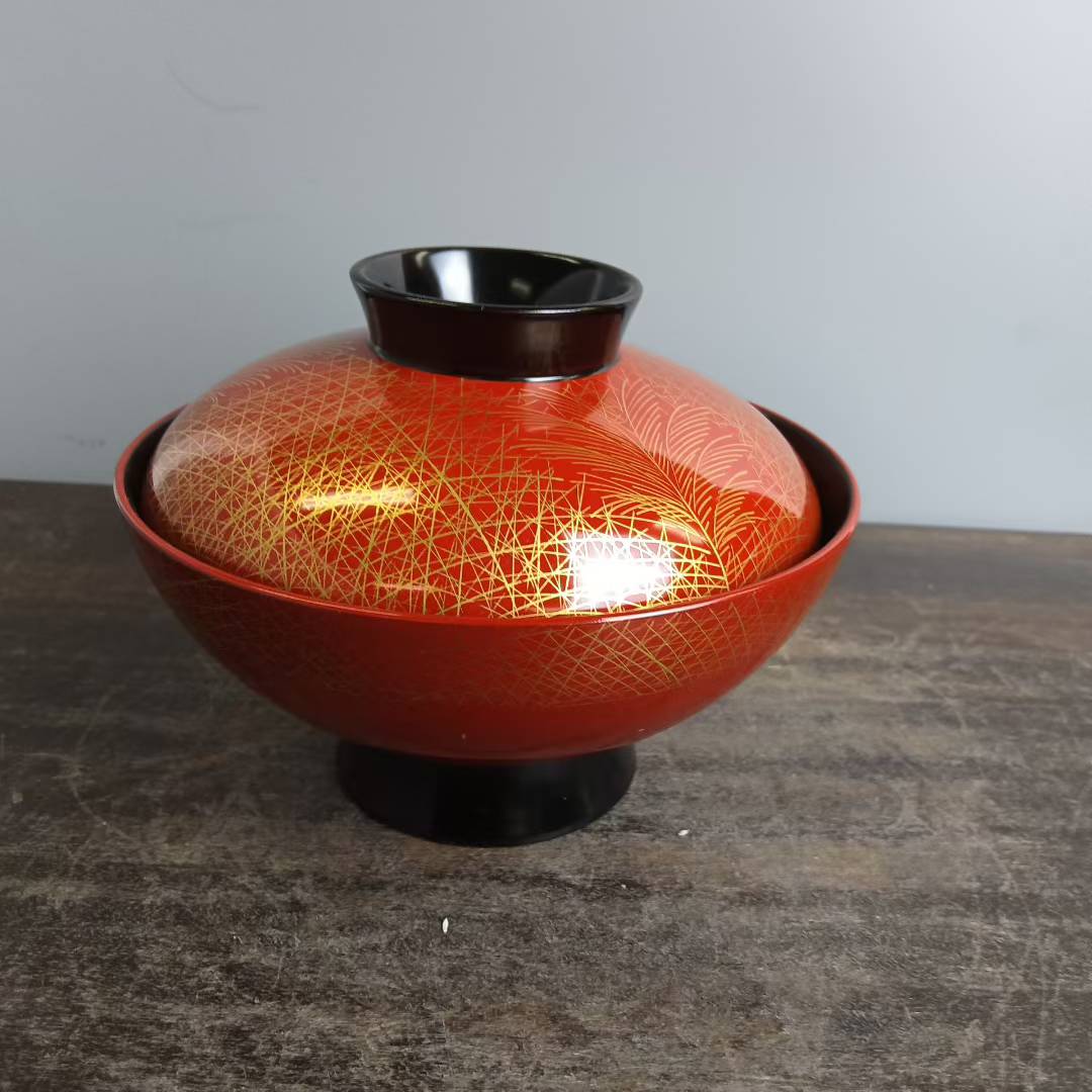 日本轮岛塗高足金莳绘漆器盖碗吸物碗 茶亦居日本古美术 SPS4-2
