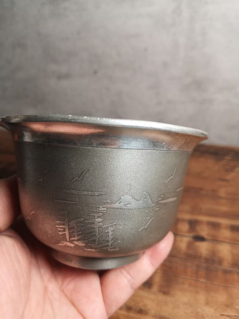 日本萨摩锡正锡小建水杯洗 茶道配件 C1