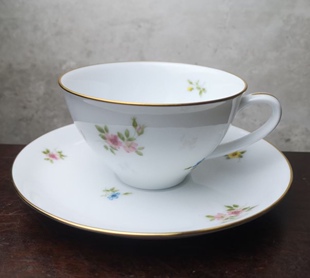 日本大仓陶园咖啡杯 小碎花 口沿描金 茶亦居日本古美术BJ4