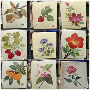 日本民艺卡纸画 和纸 拼布 小号 茶亦居日本古美术BJ5