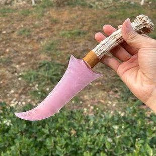 打制石器纯手工制作蛋粉猫眼异形刀游戏周边生日礼物鹿角刀柄把玩