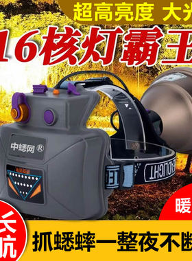 抓蟋蟀蛐蛐头灯超高亮16核动力电池一体户外暖白头灯鸣虫用品用具