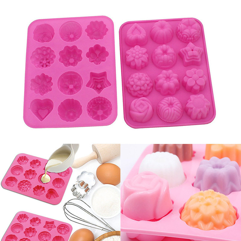 12格冰块冰格硅胶模具果冻布丁蛋糕白凉粉手工皂巧克力烤箱用磨具