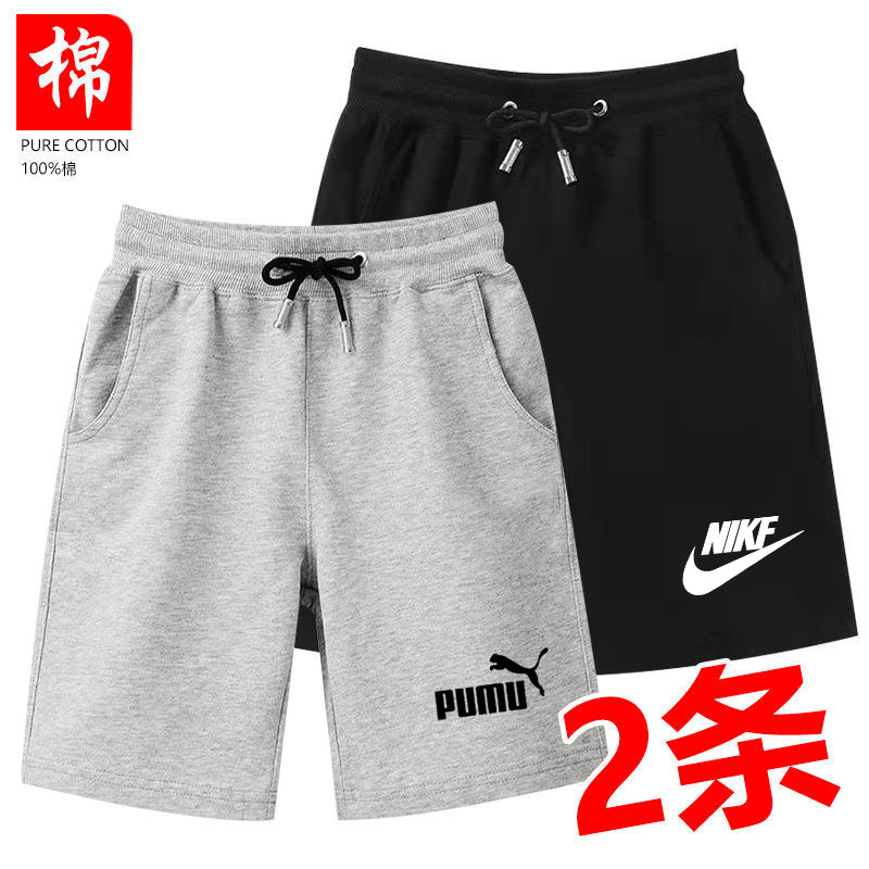 100%纯棉夏季外穿男士休闲裤五分裤短裤宽松直筒加肥加大码运动裤