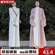 白色长裙针织连衣裙子女2023新款秋冬季大衣内搭打底中长款毛衣裙