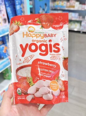 香港代购宝宝零食happybaby有机溶豆酸奶益生菌婴儿奶豆高钙8月起