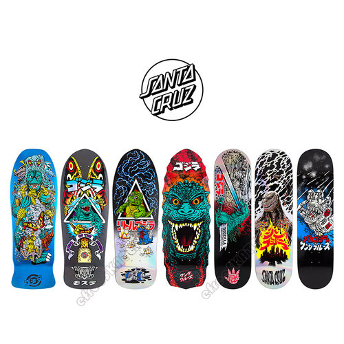 进口GODZILLA哥斯拉联名SANTACRUZ全加枫专业复古双翘滑板鱼板