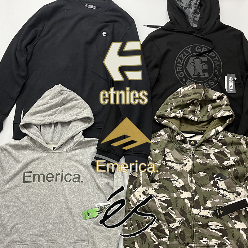 特价清仓！滑板品牌EMERICA ETNIES ES卫衣帽衫滑板服装黑色纯棉