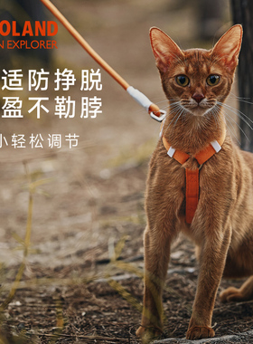 ZOOLAND猫咪牵引绳防挣脱外出工字型不勒脖遛猫绳可调节小猫胸背