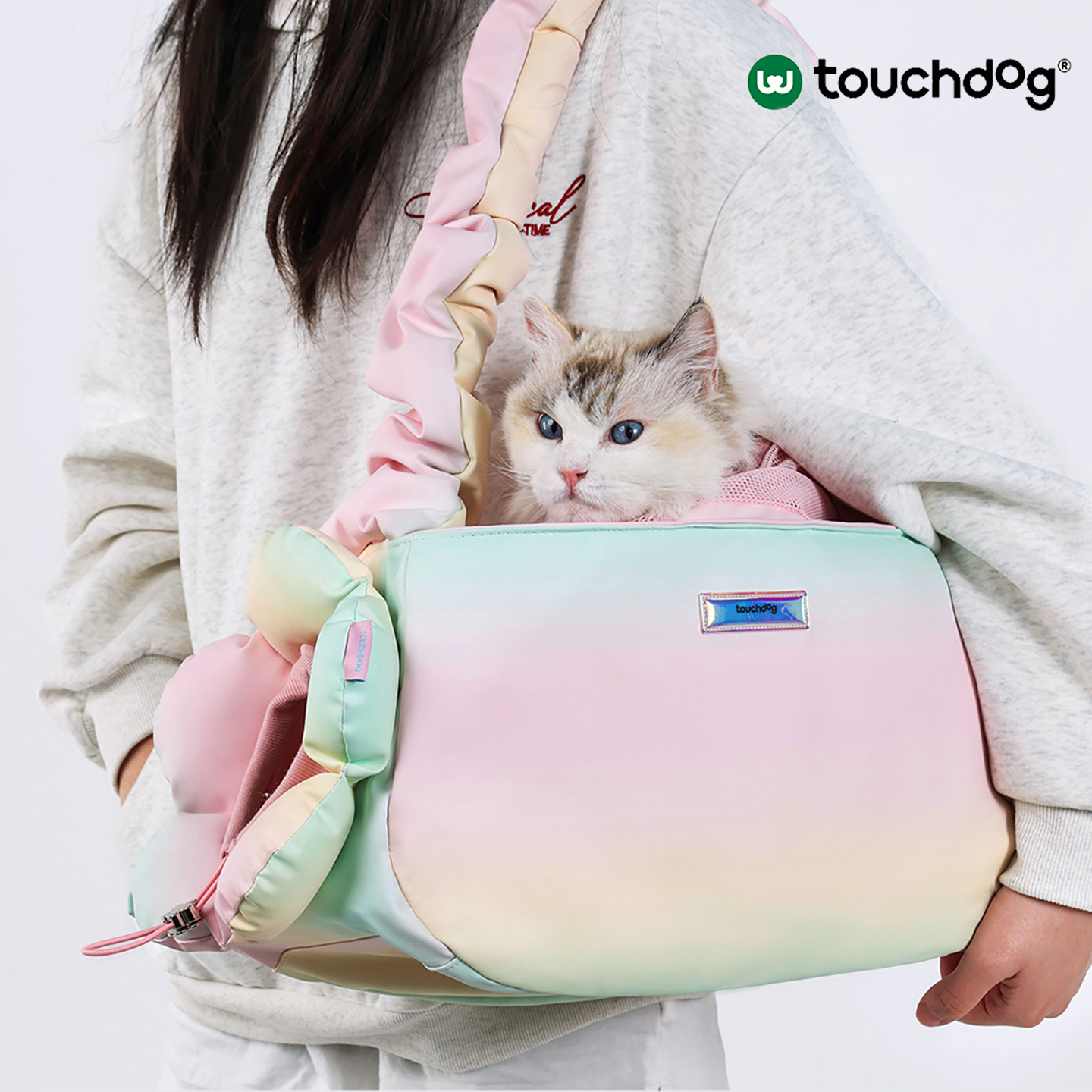 Touchdog狗狗外出包便携猫包单肩斜挎宠物外出包胸前小狗背包