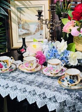 西洋古董 stafford&albert 重金摩卡骨瓷咖啡杯碟集合 现货