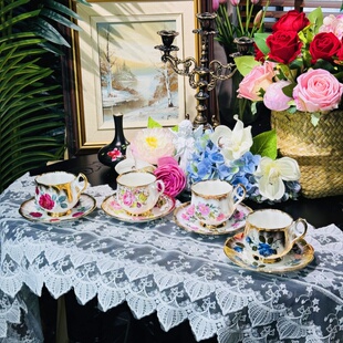 西洋古董 stafford&albert 重金摩卡骨瓷咖啡杯碟集合 现货