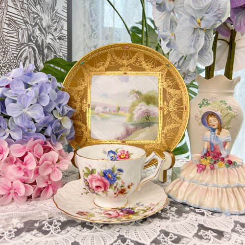 西洋古董 2025年aynsley各式花色各式款式鎏金骨瓷咖啡杯碟大回馈