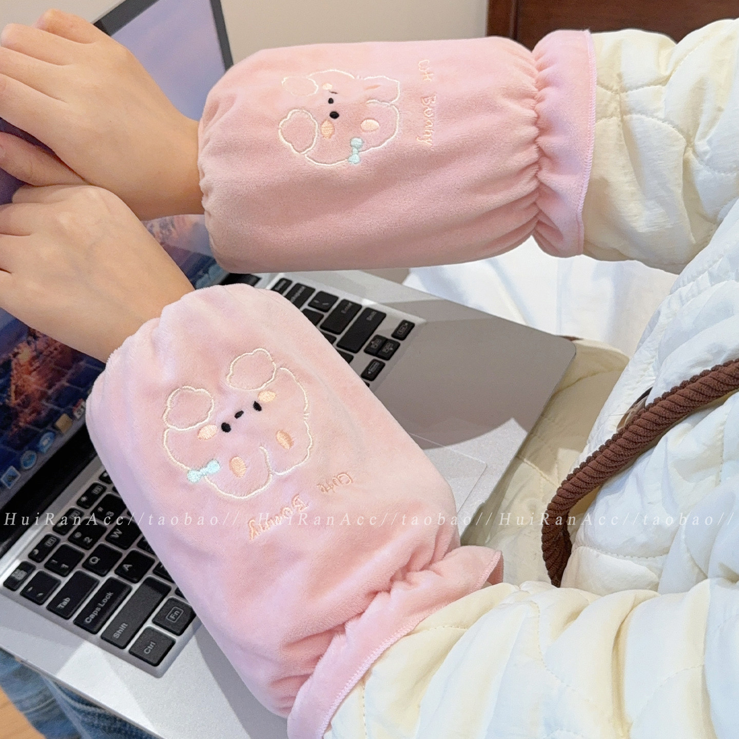可爱卡通小熊袖套女2026新款秋冬办公打字学习护袖口防脏防污套袖,家庭/个人清洁工具,袖套,淘宝优惠券,粉丝福利购,淘宝优惠卷