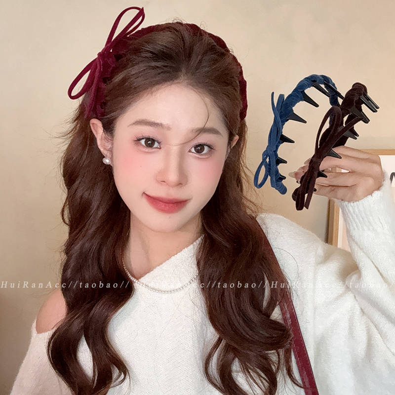 韩系丝绒蝴蝶结发箍女2025新款