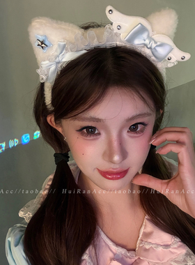 可爱Lolita手作猫耳毛绒发箍