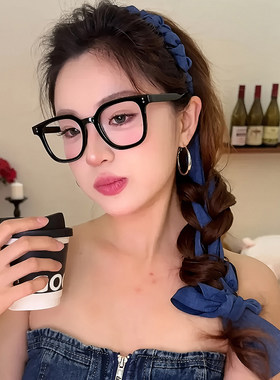 韩系复古蓝色蝴蝶结发箍女2026新款日韩风编织发带头箍带齿不勒头