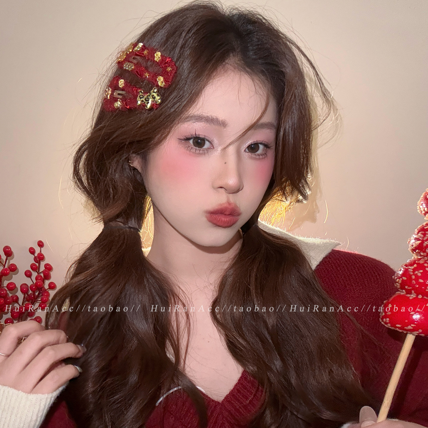 新年喜庆红色铜钱小马发夹女2026新款侧边碎发刘海夹发卡甜美发饰,饰品/流行首饰/时尚饰品新,发饰,淘宝优惠券,粉丝福利购,淘宝优惠卷