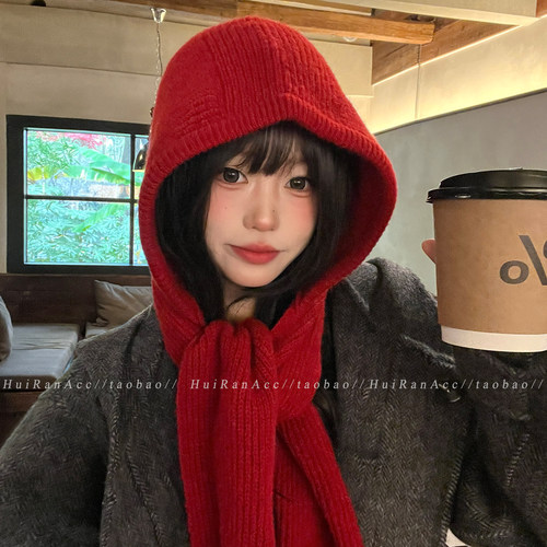 新年红色巴拉克拉法帽子女保暖