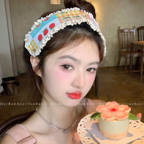 甜美小碎花针织刘海贴2025新款森系魔术贴束发带碎发贴整理神器