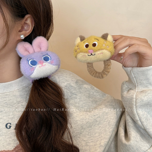 可爱卡通尼克朱迪毛绒发圈女