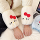 卡通猫咪毛绒袖 保暖防污耐脏套袖 套女2026新款 秋冬办公羽绒服护袖