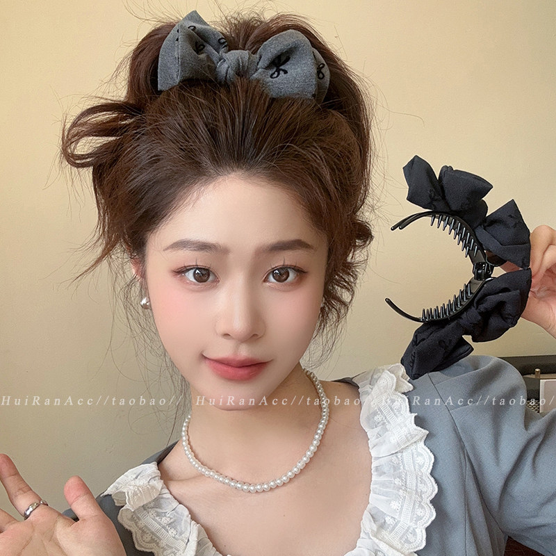 双面蝴蝶结抓夹高马尾丸子头发夹图片