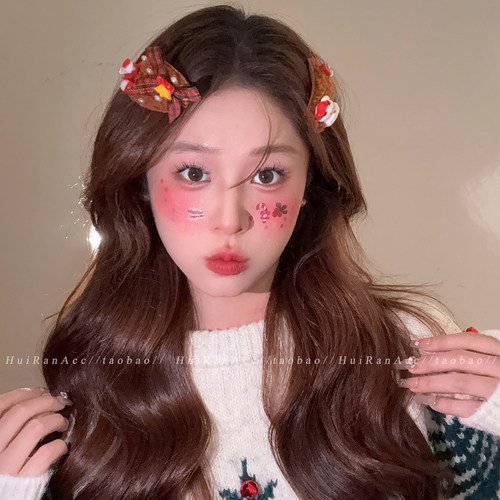 圣诞节头饰可爱蝴蝶结发夹女