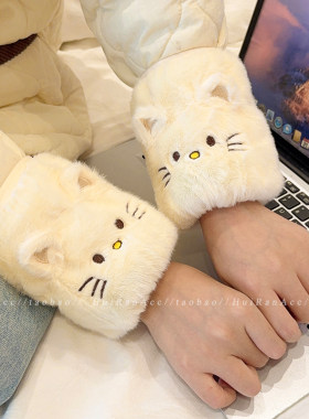 秋冬毛绒猫咪防污袖套女2026新款