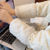 网纱波点羽绒服防脏袖 学生写字套袖 套女2026新款 秋冬工作防污护袖