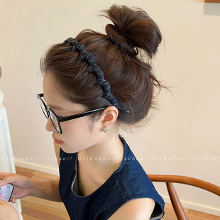 学院风格 高端带齿防滑发捆外戴拍照头箍头饰 纹缠绕发箍女2025新款