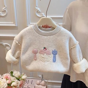 巨好看新款秋冬季女童加绒卫衣潮款加厚保暖韩版长袖上衣儿童童装