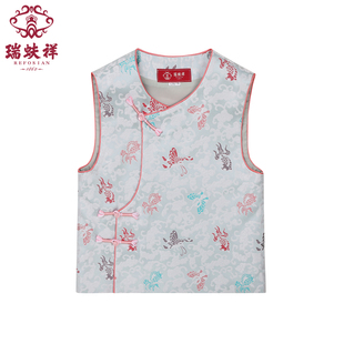 瑞蚨祥中式童装儿童马甲拜年服新款女童宝宝周岁礼服唐装新年衣服