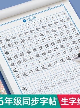 四年级五年级六年级上册下册同步字帖人教版生字语文练字帖小学生钢笔专用练字本硬笔书法每日一练教材本45练字贴练习描红本写字帖