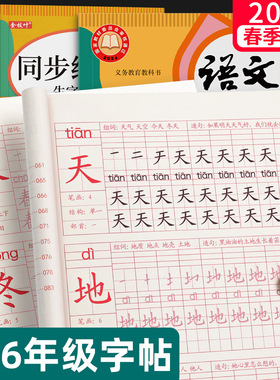 一年级二年级三小学生生字练字帖四五六字帖上册下册每日一练笔画笔顺练语文同步描红人教版专用练习册写字硬笔书法练字本寒假楷书