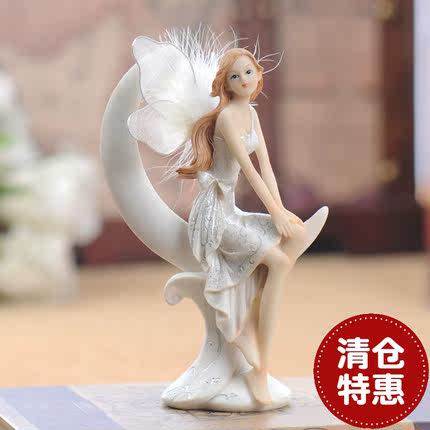 【闭店清仓】欧式创意家居装饰品唯美树脂摆设月亮天使摆件89#