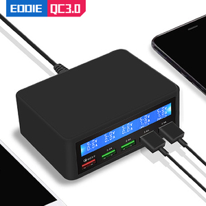 通用10A智能USB多口QC3.0快充无线5口手机usb充电器头PD20W显示屏无线充10W适用于苹果华为小米插座头