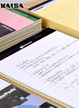 凯萨KAISA美式拍纸本Legal Pad上翻笔记本美剧同款凯撒米黄色分栏本演草可撕A5草稿纸学生美国A4课堂笔记本子