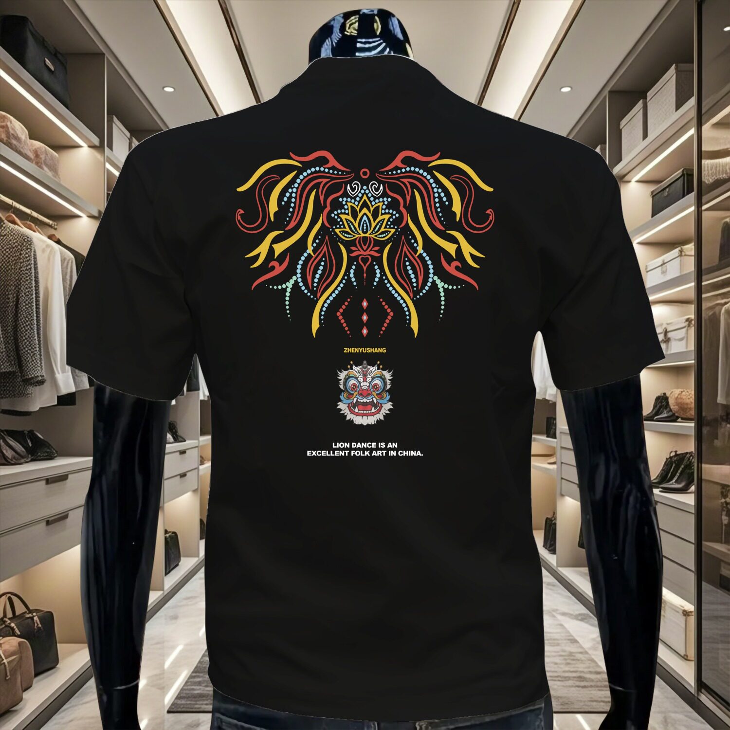 2026年夏季国潮民族风印花短袖t恤男圆领上衣百搭修身体恤打底衫