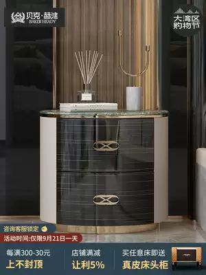 Light luxury bedside table high-end home bedroom bedside Bedside Table Rock board high-end Italian light luxury bedside table round