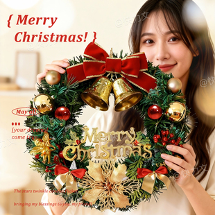 2025christmas圣诞花环装 饰墙挂氛围布置门挂商场室内室外挂件