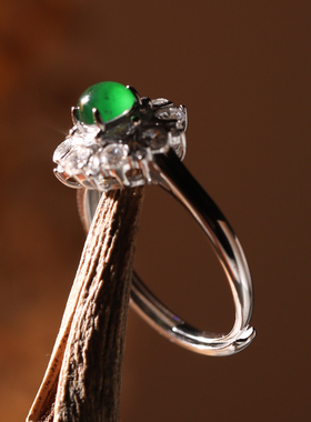 翡翠女款复古民族风开口轻奢戒指