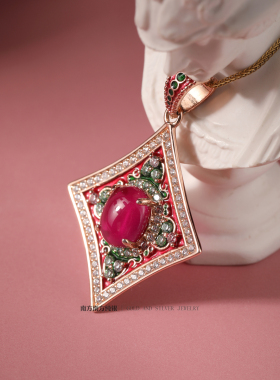 轻奢复古风中古欧美珐琅彩吊坠