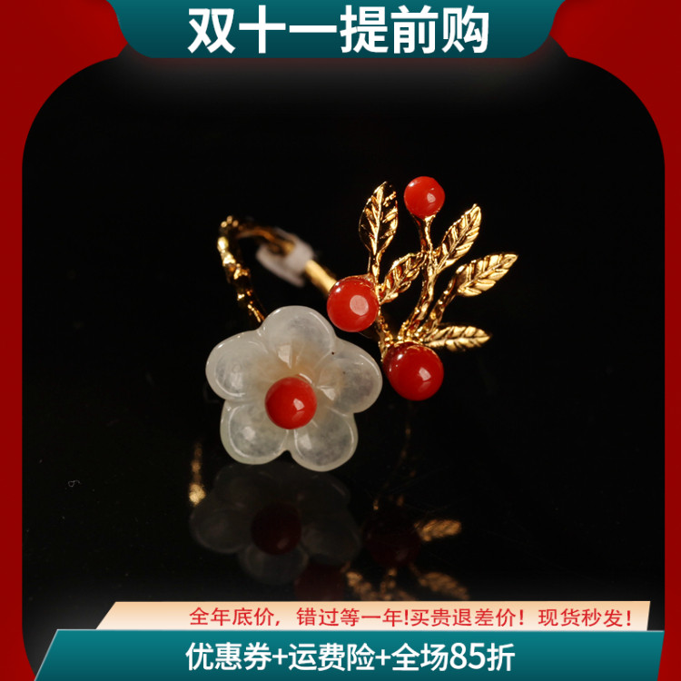 天然翡翠纯银复古风轻奢大戒指