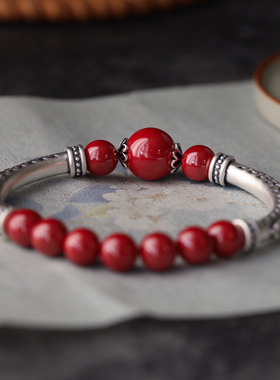 朱砂复古民族风足银新年手串